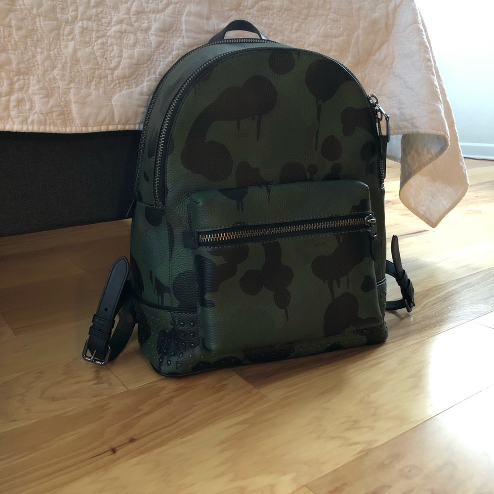 Coach leather camo backpack